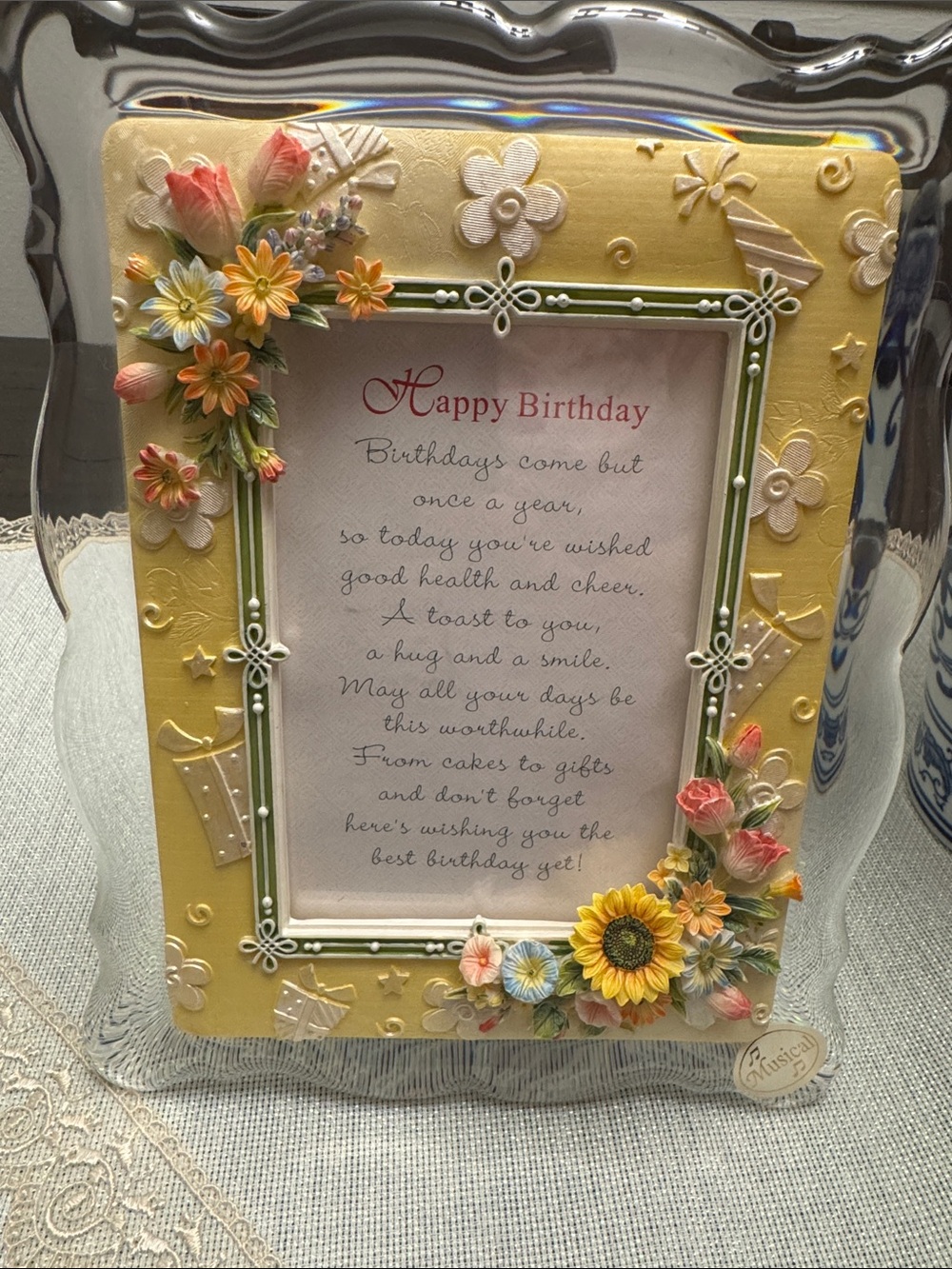Vintage Yellow Floral Birthday Photo Frame 🖼️